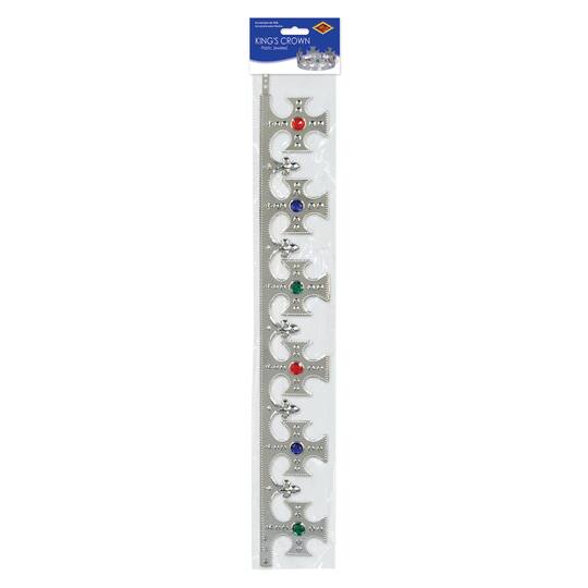 Beistle Silver Plastic Jeweled King's Crowns, 2ct.